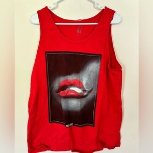 “No Love” Graphic Sleeveless Shirt: Size Large